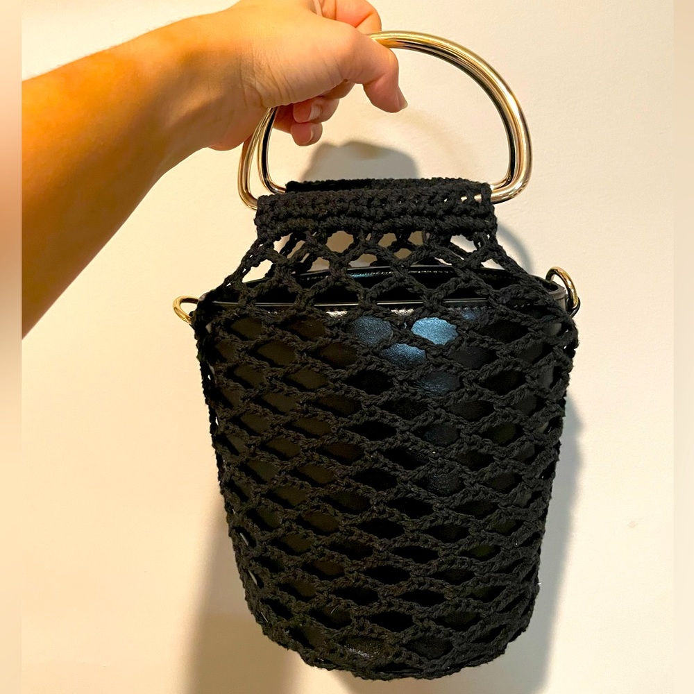 ZARA CROCHET SHOPPER WITH METAL HANDLE